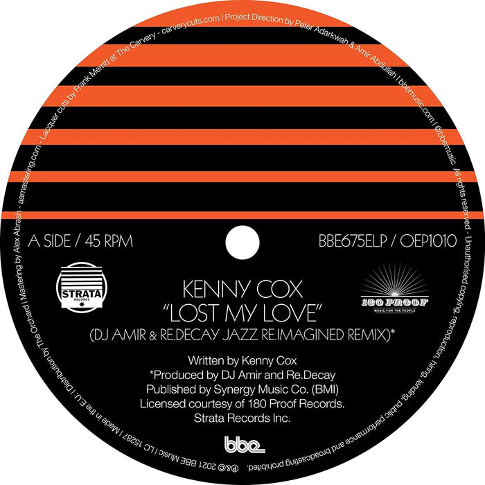 Kenny Cox Lost My Love 12" Vinyl EP 2021