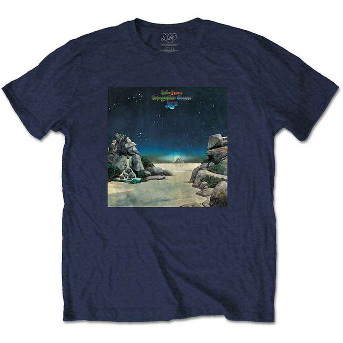 Yes Topographic Oceans Navy Blue Small T-Shirt