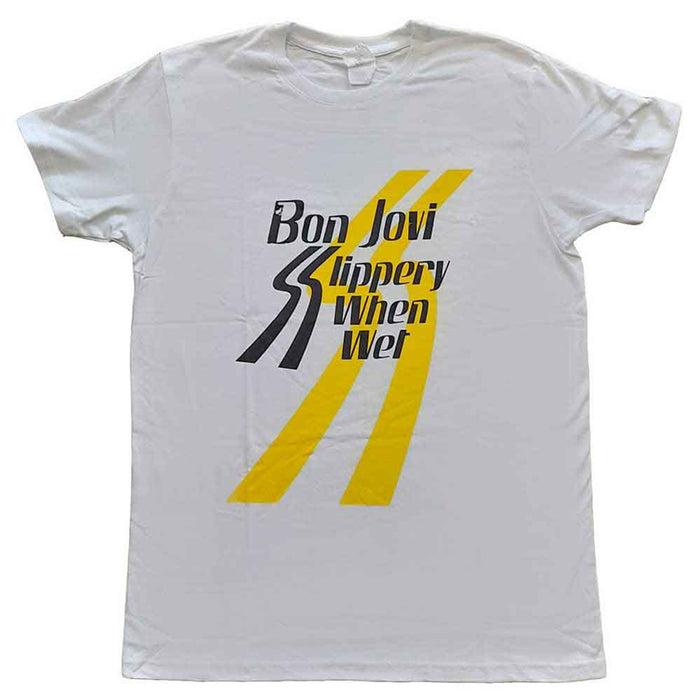 Bon Jovi Slippery When Wet White Medium T-Shirt