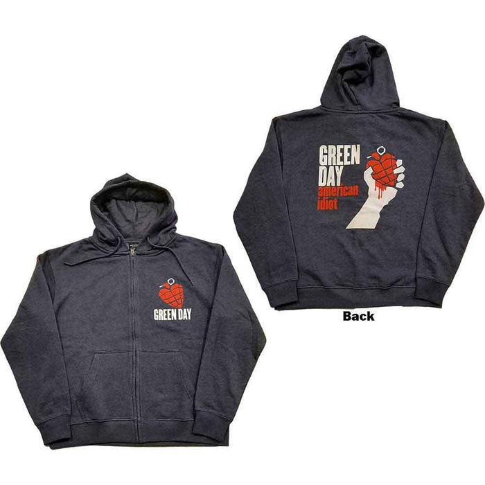 Green Day American Idiot Navy Blue Small Zipped Hoodie