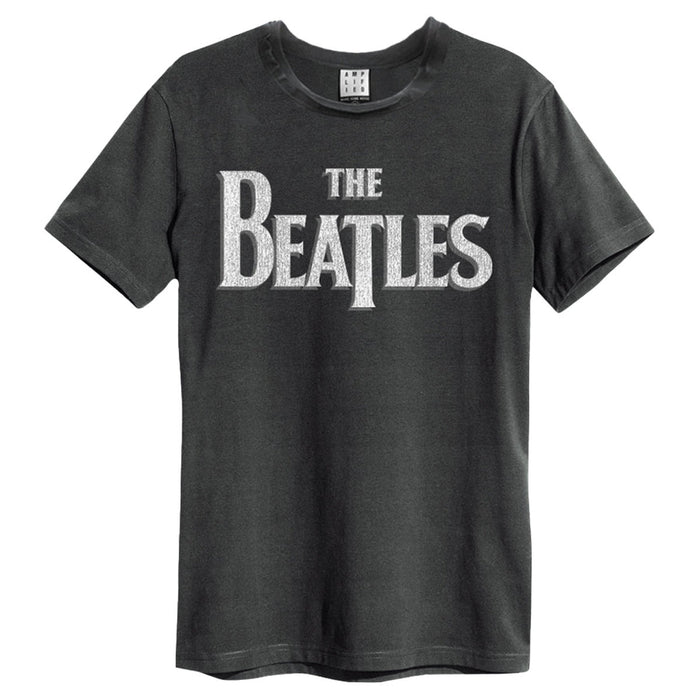 The Beatles Logo Charcoal Grey Large T-Shirt