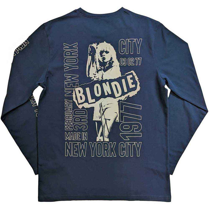 Blondie NYC '77 Denim Blue Long Sleeve Small Unisex T-Shirt