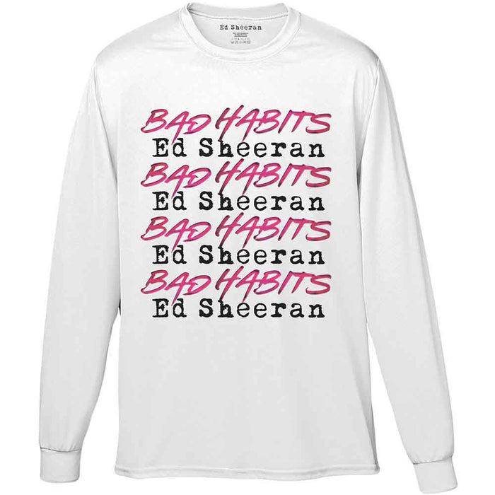Ed Sheeran Bad Habits Stack White Small Long Sleeve T-Shirt