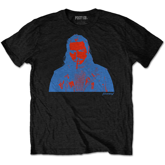 Post Malone Red & Blue Photo Black Large T-Shirt