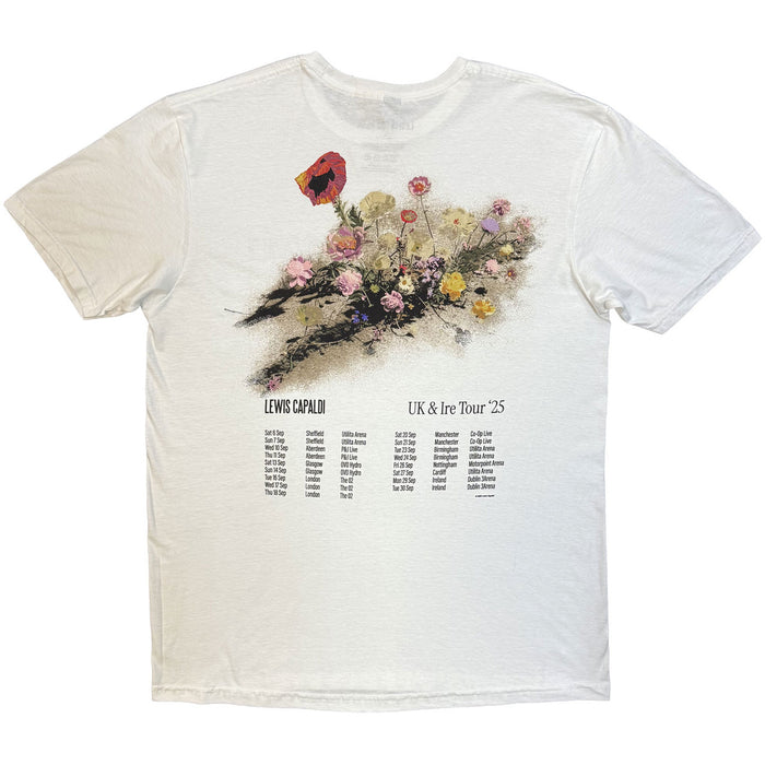 Lewis Capaldi Flowers UK Tour '25 White Large T-Shirt