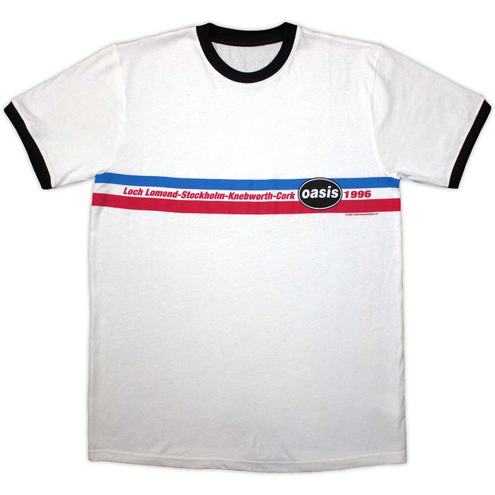 Oasis 1996 Tour Horizontal Stripes White Large T-Shirt