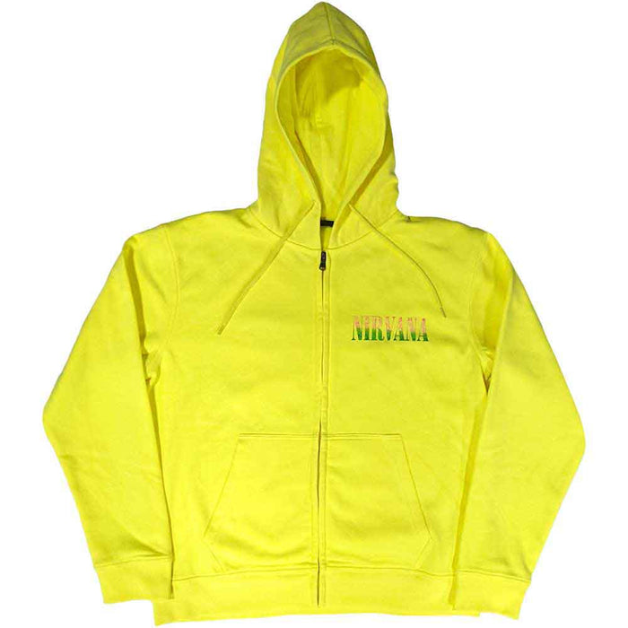 Nirvana Sorbet Ray Happy Face Neon Yellow XX-Large Zipped Hoodie