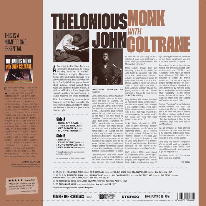 Thelonious Monk With John Coltrane (Self- Titled) Vinyl LP 2026