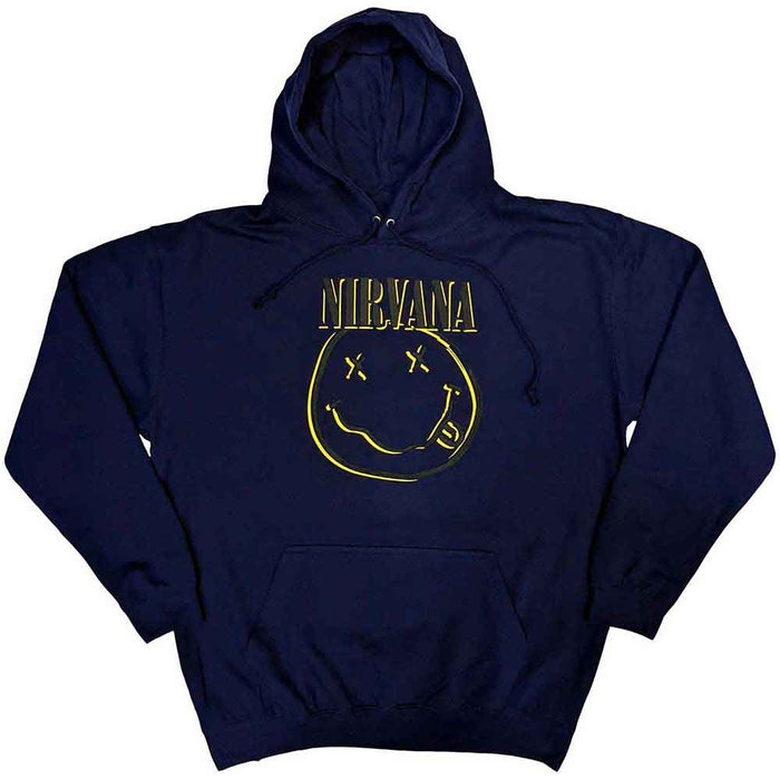 Nirvana Inverse Happy Face Navy Blue XX-Large Hoodie