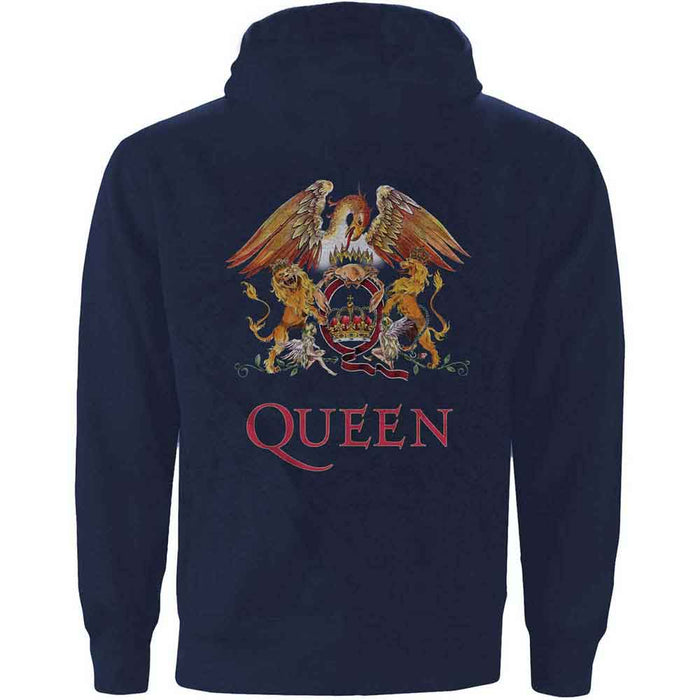 Queen Classic Crest Navy Blue Medium Zipped Hoodie