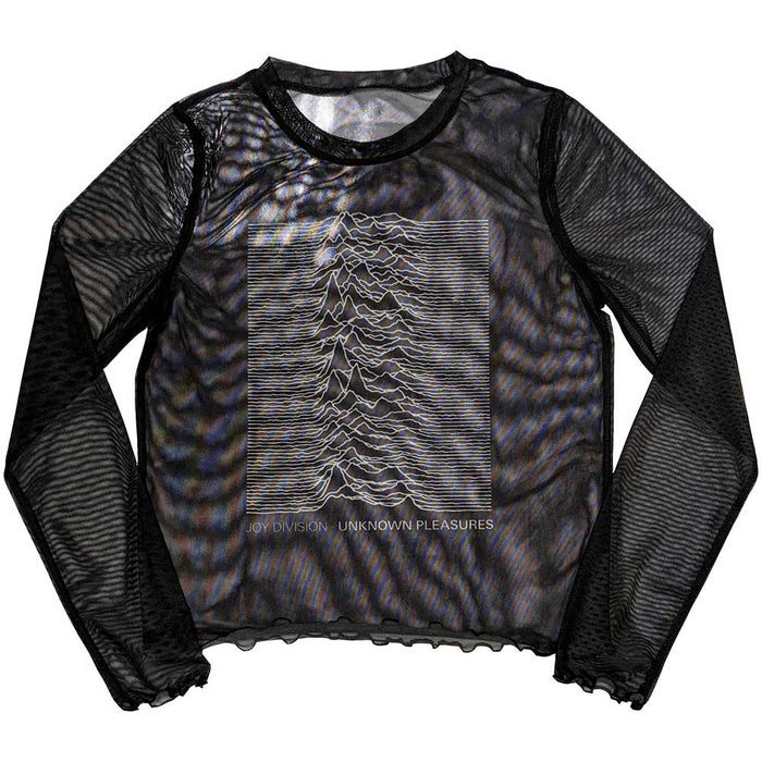 Joy Division Unknown Pleasures Black Mesh Long Sleeve XXL Ladies Crop Top T-Shirt