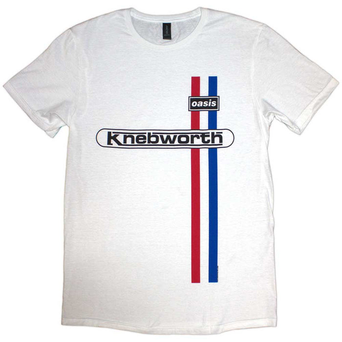 Oasis Knebworth Vertical Stripe White Large T-Shirt