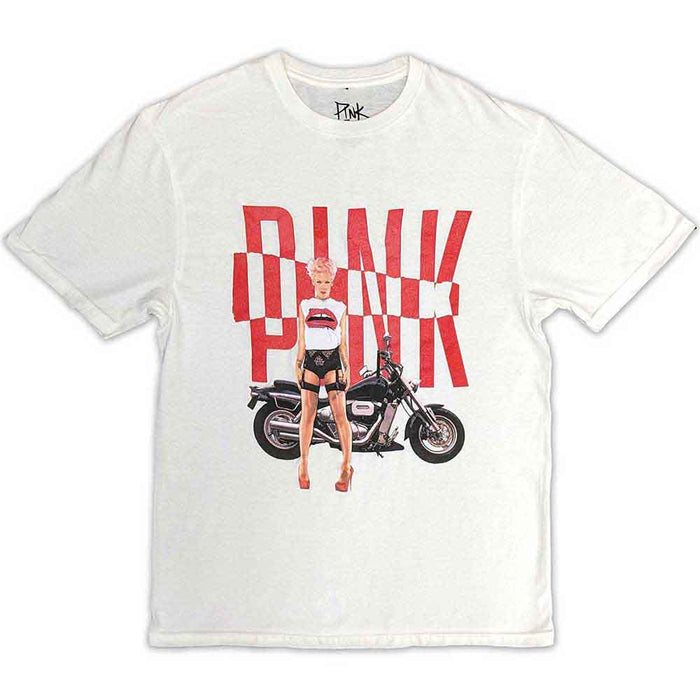 P!nk Motorbike White Medium Unisex T-Shirt