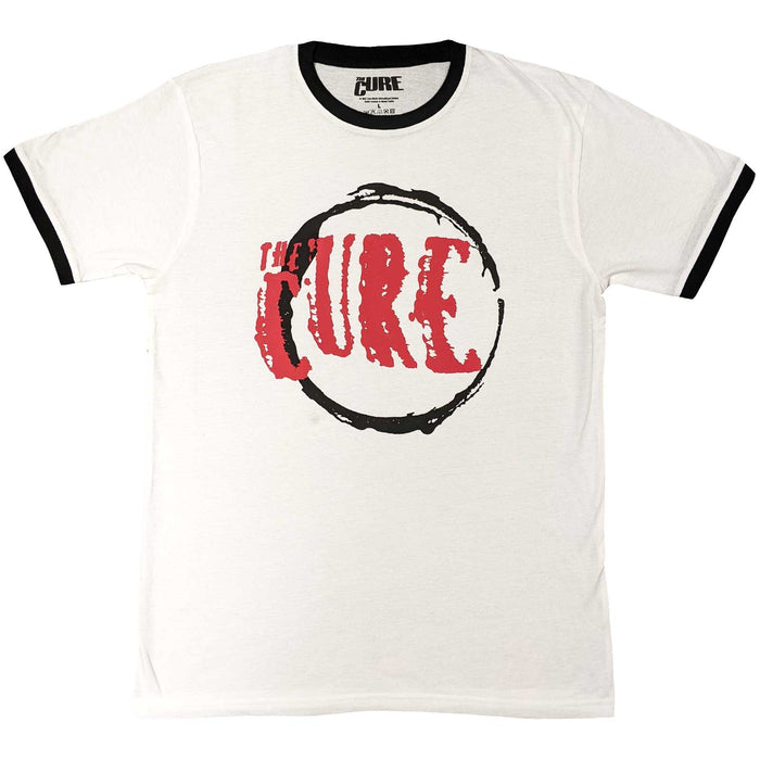 The Cure Circle Logo Ringer White Medium T-Shirt
