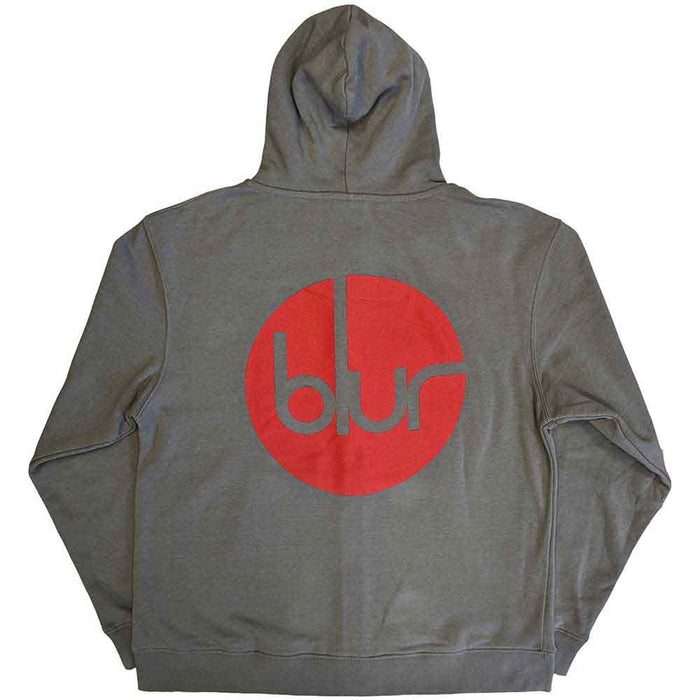 Blur Grey Large Zipped Hoodie