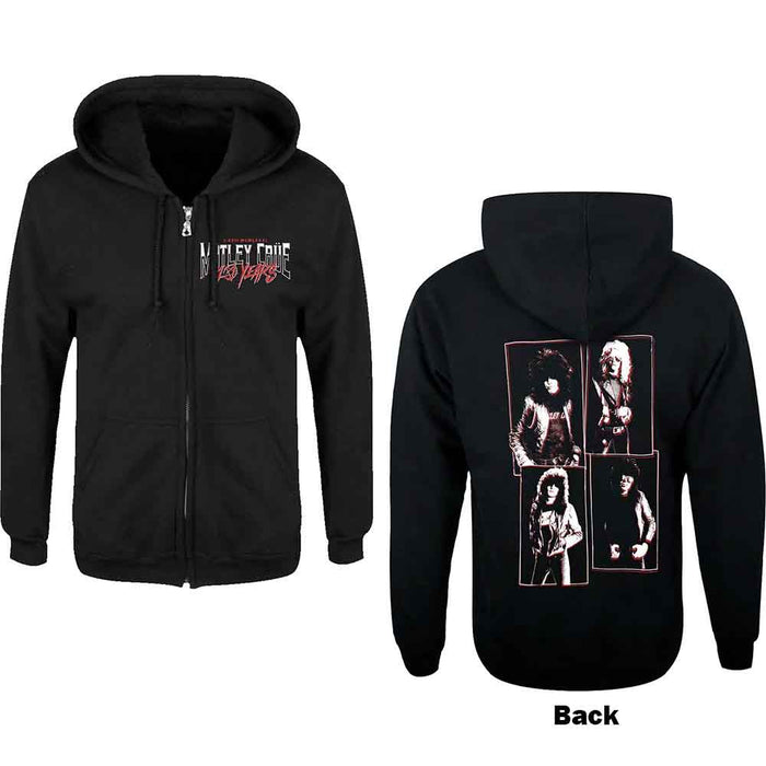 Motley Crue 40 Years Black X-Large Zipped Hoodie