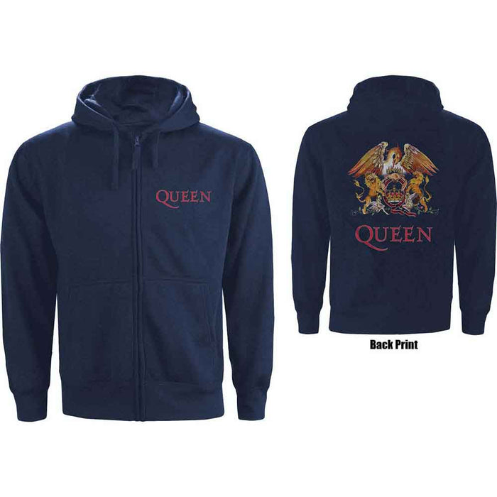 Queen Classic Crest Navy Blue X-Large Zipped Hoodie