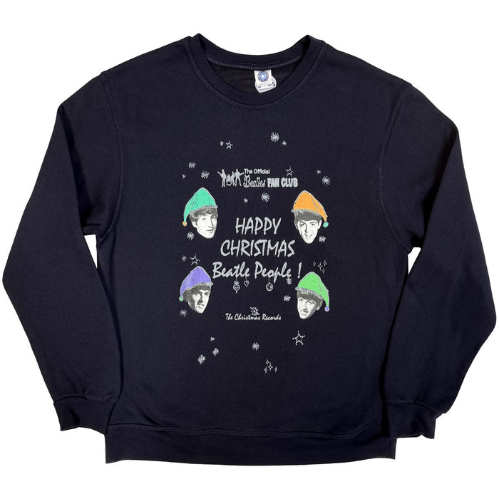 The Beatles Happy Christmas Navy Blue Long Sleeve Medium T-Shirt