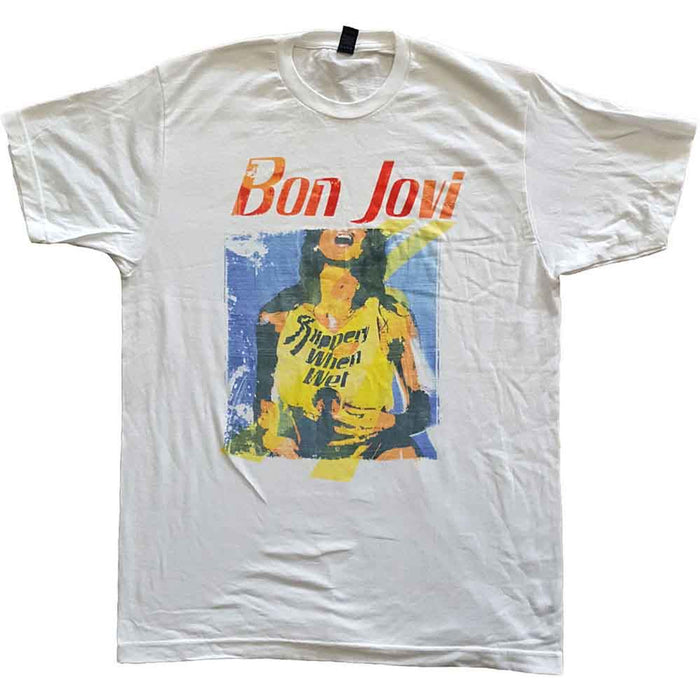 Bon Jovi Slippery When Wet Original Cover White Small T-Shirt