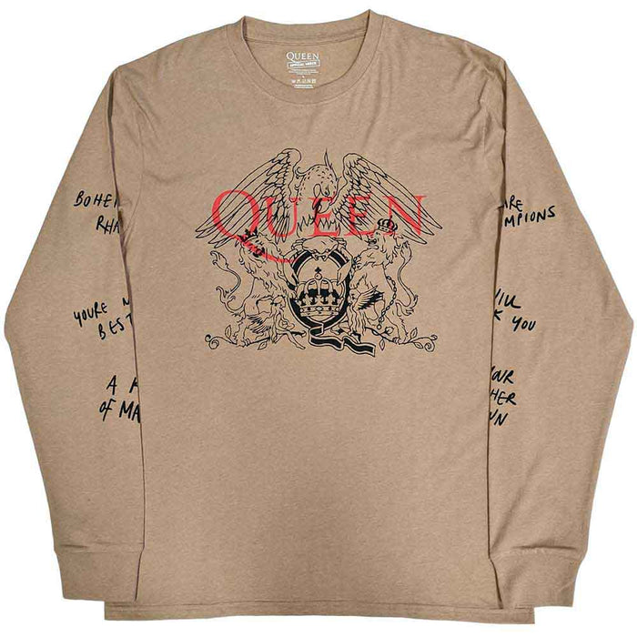 Queen Handwritten Sand Colour Long Sleeve Large Unisex T-Shirt