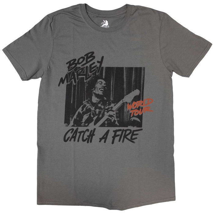 Bob Marley Catch A Fire World Tour Charcoal Grey Medium T-Shirt
