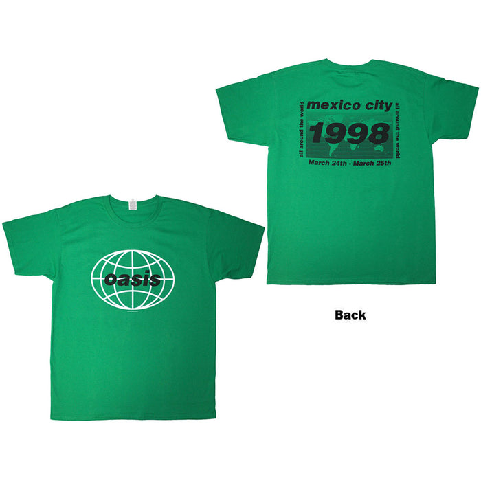 Oasis 1998 World Tour Mexico City Green Medium T-Shirt