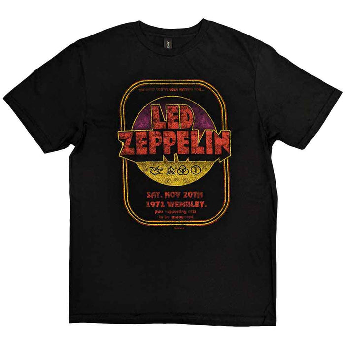 Led Zeppelin 1971 Wembley Black Small Unisex T-Shirt