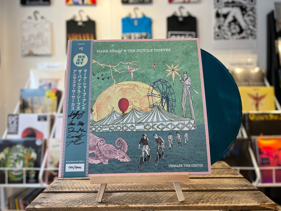 Mark Sharp & The Bicycle Thieves Unmask The Circus Vinyl LP Signed Transparent Aquamarine Assai Obi Edition 2023