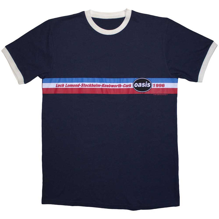 Oasis 1996 Tour Horizontal Stripes Navy Blue Small T-Shirt