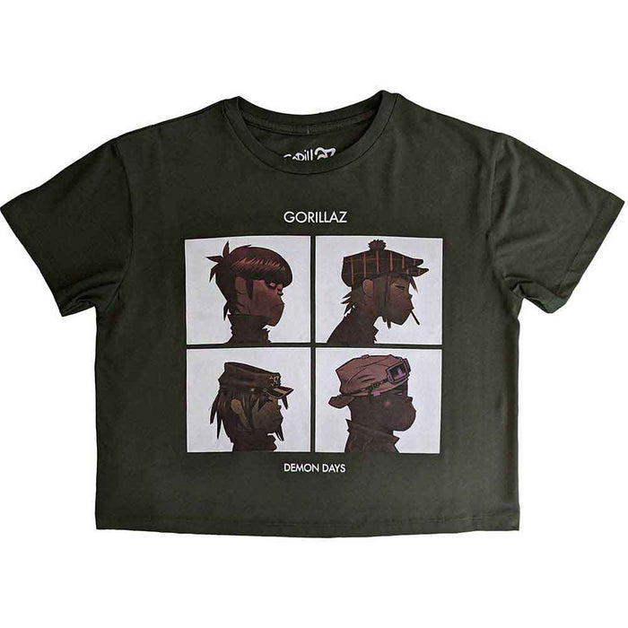 Gorillaz Demon Days Cropped Green Ladies Large T-Shirt
