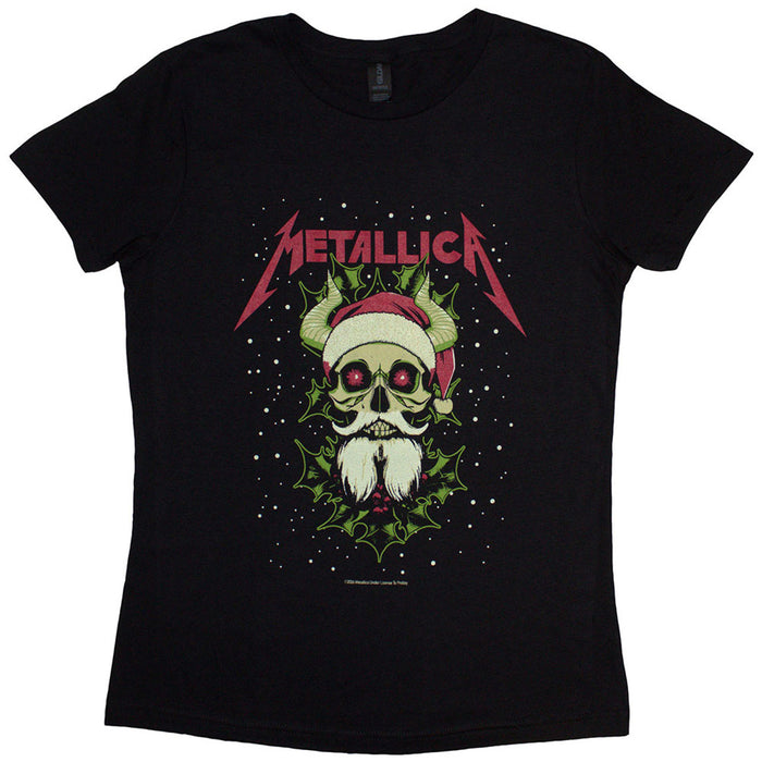 Metallica Santa Horns Black Ladies Medium T-Shirt