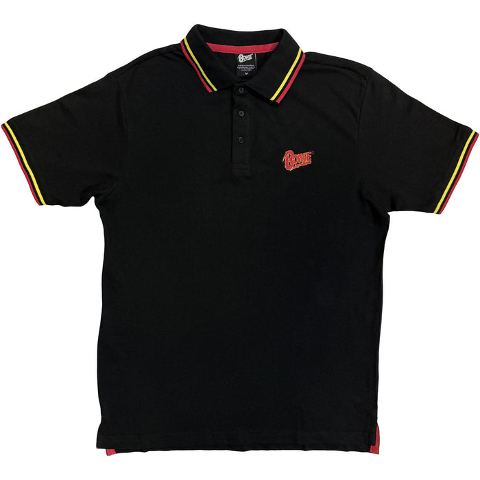David Bowie Flash Logo Black Large Unisex Polo Shirt