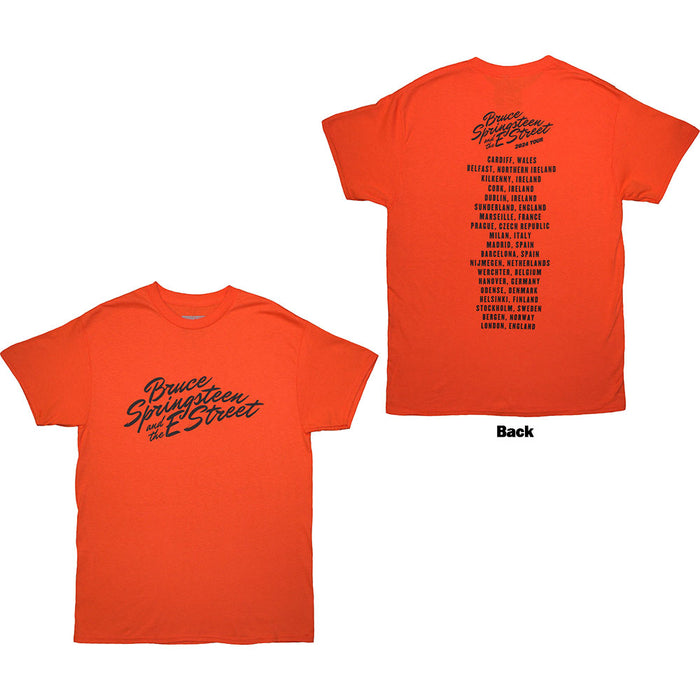 Bruce Springsteen Tour '24 River Font Orange Large T-Shirt