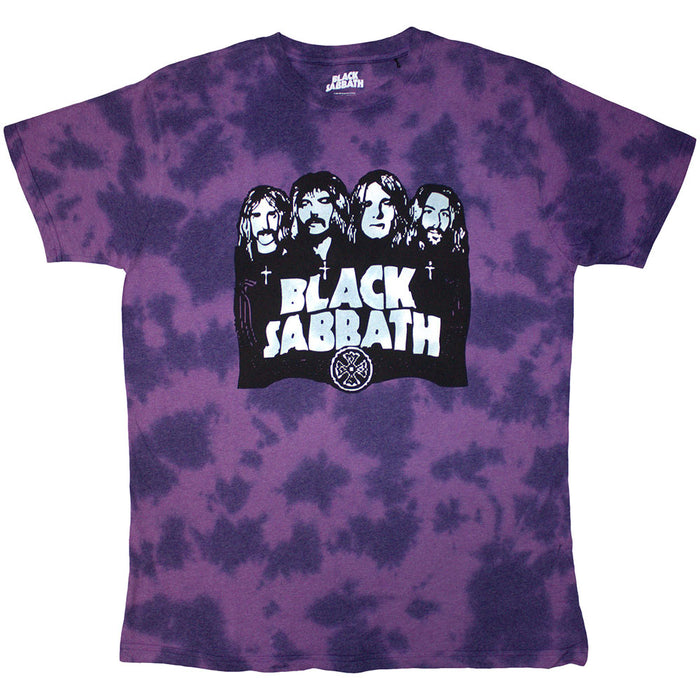Black Sabbath Band & Logo Wash Purple Small T-Shirt