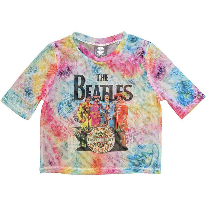 The Beatles Sgt Pepper Mesh Cropped Multi-Colour Ladies Large T-Shirt