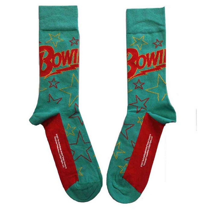 David Bowie Unisex Ankle Socks: Stars Outline (Green) (UK Size 7 - 11)
