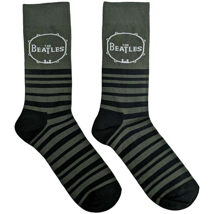 The Beatles Unisex Ankle Socks: Drum & Stripes (Green) (UK Size 6 - 11)