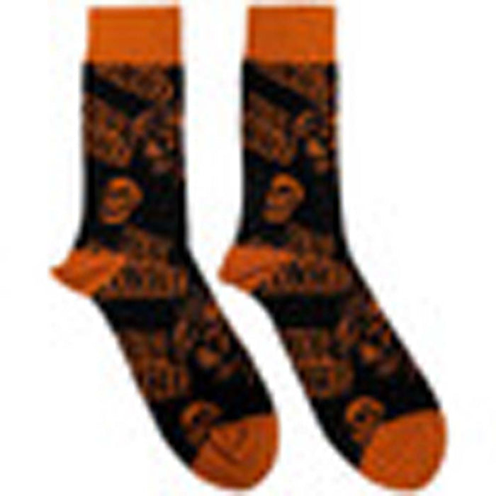 Rob Zombie Unisex Ankle Socks: Skull Face Orange (Black) (UK Size 7 - 11)