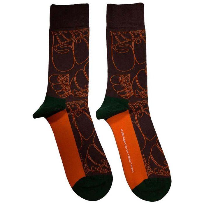 The Beatles Unisex Ankle Socks: Rubber Soul Text Outlines Repeat (Brown) (UK Size 7 - 11)