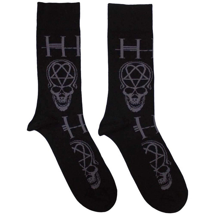 HIM Unisex Ankle Socks: Heartagram Skull (Black) (UK Size 7 - 11)