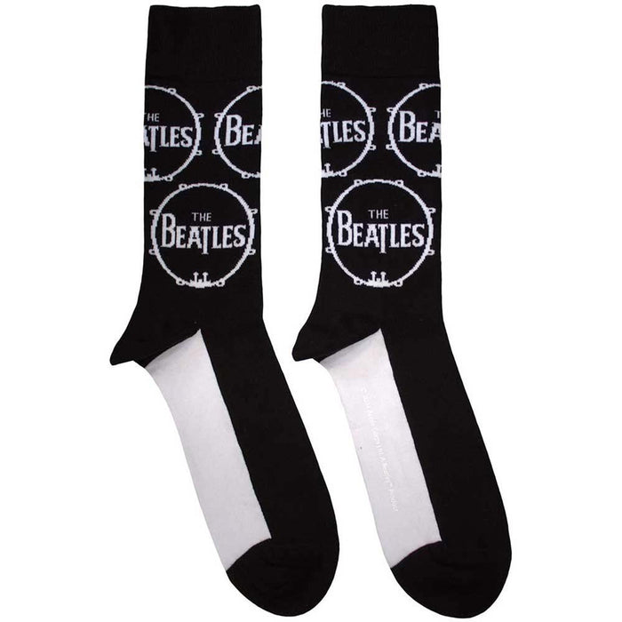 The Beatles Unisex Ankle Socks: Drum Logo Repeat (Black) (UK Size 7 - 11)