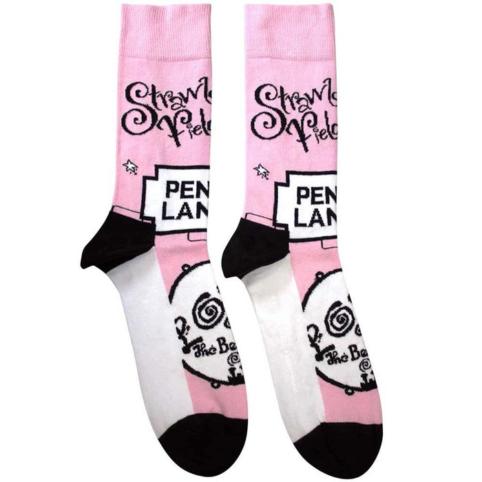 The Beatles Unisex Ankle Socks: Strawberry Fields/Penny Lane (Pink) (UK Size 7 - 11)
