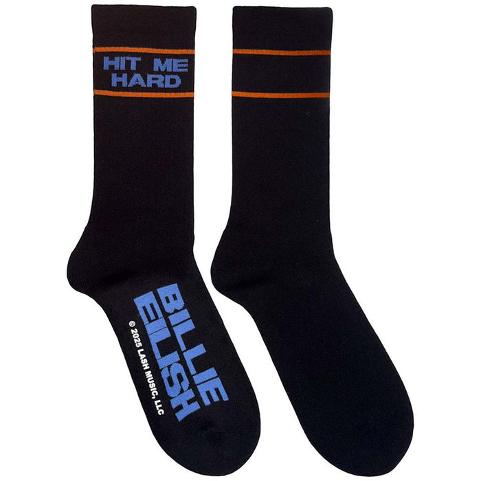 Billie Eilish Unisex Terry Socks: Hit Me Hard & Soft (Black) (UK Size 7 - 11)