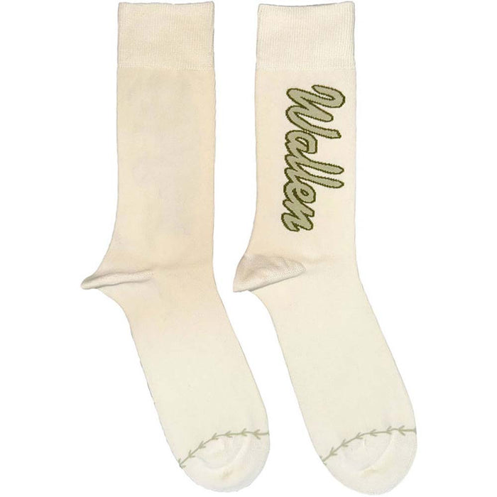 Morgan Wallen Unisex Ankle Socks: Green Logo Baseball (Natural) (UK Size 7 - 11)