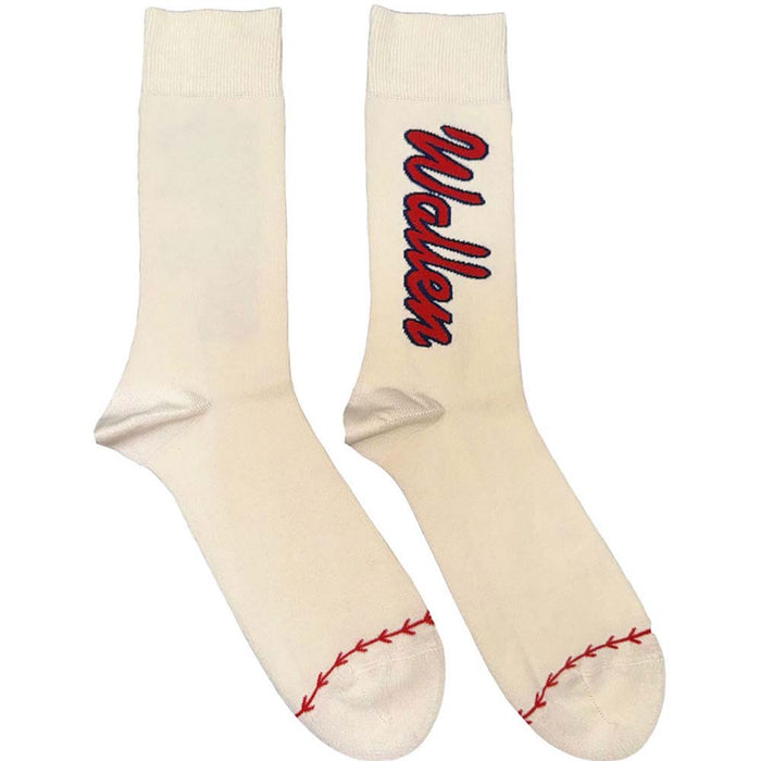 Morgan Wallen Unisex Ankle Socks: Red Logo Baseball (Natural) (UK Size 7 - 11)