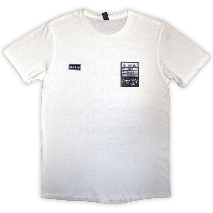 Oasis Definitely Maybe AAA Setlist White X-Large T-Shirt