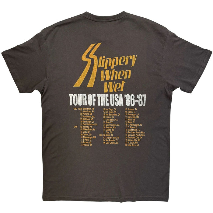 Bon Jovi Slippery When Wet Tour Tour 86-87 Charcoal Grey Medium T-Shirt