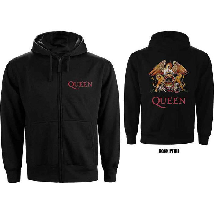 Queen Classic Crest Black Large Zipped Hoodie