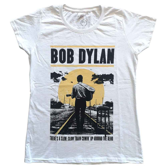 Bob Dylan Slow Train White Ladies Medium T-Shirt