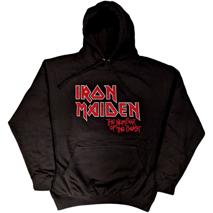 Iron Maiden Number Of The Beast Vintage Logo Black Large Hoodie